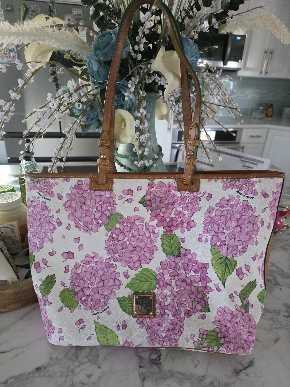 Dooney & Bourke Pink Floral Hydrangea Tote Bag *Beautiful*